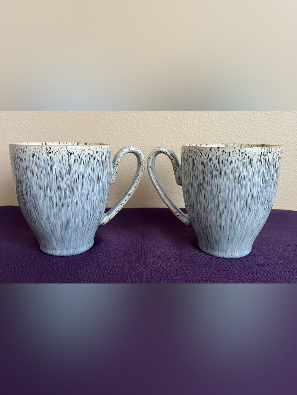 Pair of Denby Halo Speckle Mugs Stoneware Blue Gray Black England Set of 2 - Picture 2 of 4